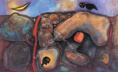 Prokash Karmakar (Artist), The Night, 1990, Painting