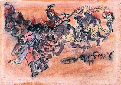Ramkinkar Baij (Artist), Santhal Harvest Dance, 1947, Painting