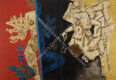 Husain, M.F. (Artist). Battle of Ganga and Jamuna: Mahabharata 12. Oil on canvas, 1972 | Painting  | 00866369