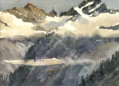 Krishna, Kanwal (Artist). Himalayas, 1947 | Painting, Os.Mum/23.06.10, 2010 · Osian's