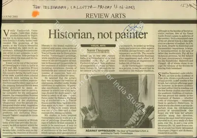 Samir Dasgupta (Reporter), Historian, not Painter, 2003, Newspaper Clipping