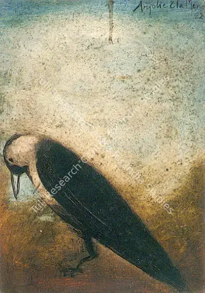 Anjolie Ela Menon (Artist), The Crow, 1982, Painting