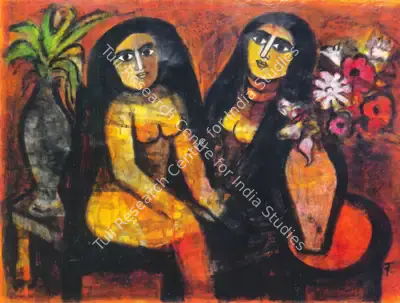 Badri Narayan (Artist), Untitled (Two Women), 1965, Painting