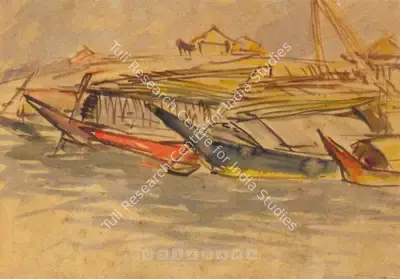 Zainul Abedin (Artist), Untitled (Boats), 1955, Painting