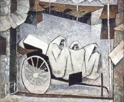 K.K. Hebbar (Artist), Hill Station, 1961, Painting