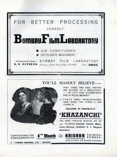 Moti B. Gidwani (Director), Khazanchi, 1941, Advertisement
