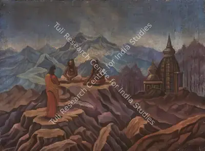 Svetoslav Roerich (Artist), Holy Men beside Temple in the Himalayas, 1942, Painting
