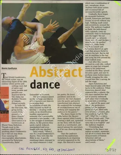Mamta Upadhyaya (Reporter), Abstract Dance, 2007, Newspaper Clipping