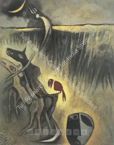 Prokash Karmakar (Artist), Green Revolution, 1980, Painting