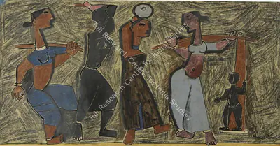 M.F. Husain (Artist), To The Market, 1955, Painting