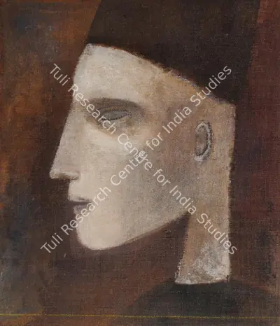 Ganesh Pyne (Artist), Head of a Man, 1992, Painting