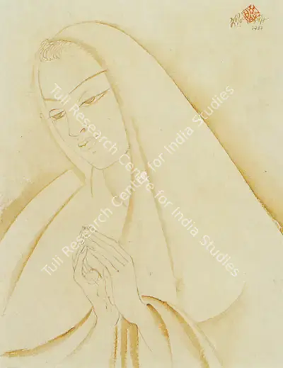 Bengal School (Artist), Meera Bai, 1941, Drawing