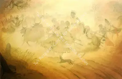 Badri Nath Arya (Artist), Mele Se Wapsi (Return from the Fair), 1979, Painting