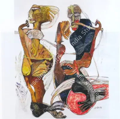 Jaya Ganguly (Artist), Two to Tango, 1998, Painting