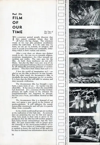 Paul Zils (Essayist), Film of Our Time, 1947, Essay