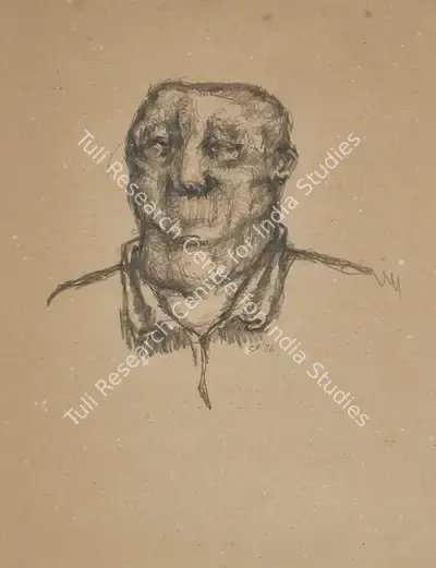 Sudhir Patwardhan (Artist), Study of a Man, 1976, Drawing