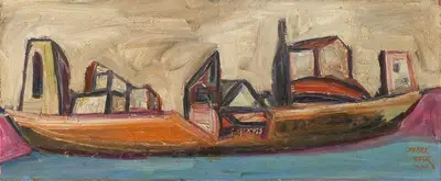 S.K. Bakre (Artist), Untitled (Riverside Scene), 1962, Painting