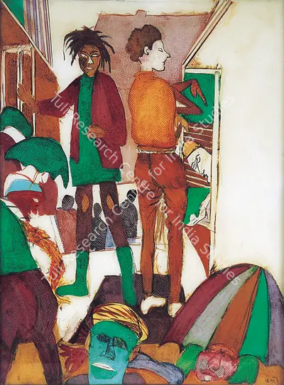 Subramanyan, K.G. (Artist). Rain On High Street. Gouache and oil on perspex, 1987 | Painting  | 00879884