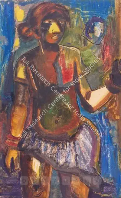M.F. Husain (Artist), Tribal Gil, 1950, Painting
