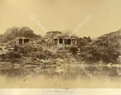 William Henry Pigou (Photographer), Hooblee. Ruined Temple and Tank, Antiquarian Photograph