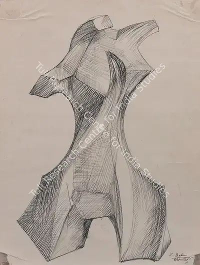 S.K. Bakre (Artist), Untitled, 1946, Drawing