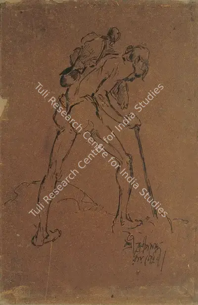 D.P. Roy Chowdhury (Artist), Durer Jatri Series, 1939, Drawing