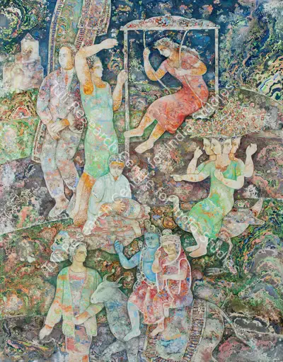Sakti Burman (Artist), Memory Of The Time, 2002, Painting