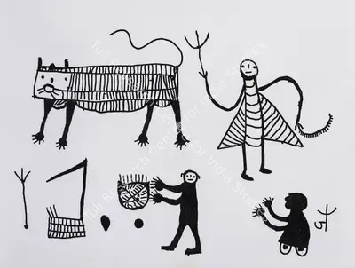 Jodhaiya Bai Baiga (Artist), Pandit with Sword and Trishul, 2022, Painting