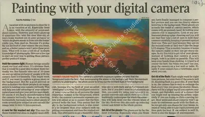 Kavita Kukday (Reporter), Painting With Your Digital Camera, 2008, Newspaper Clipping