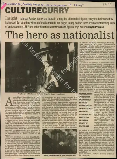 Gyan Prakash (Reporter), The Hero as Nationalist, 2005, Newspaper Clipping