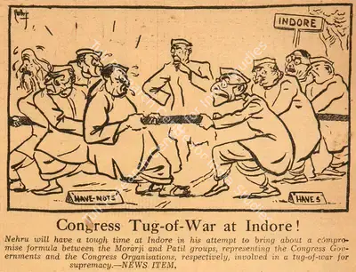 Basu Chatterjee (Cartoonist), Congress Tug-of-War at Indore !, 1952, Cartoons