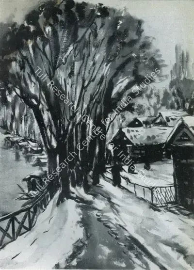 Kanwal Krishna (Artist), Chinar Trees over the Band, Painting