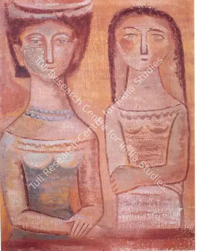 Jamini Roy (Artist), Mother and Daughter, 1925, Painting
