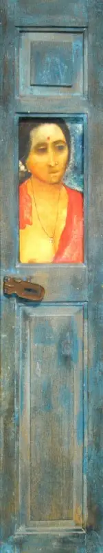 Anjolie Ela Menon (Artist), Woman in Red Blouse, Painting