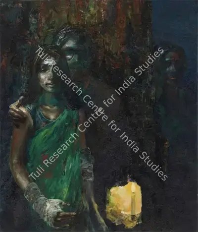 Bhattacharjee, Bikash (Artist). Couple, 1991 | Painting, Sa.Mum/02.04.25, 2025 · Saffronart