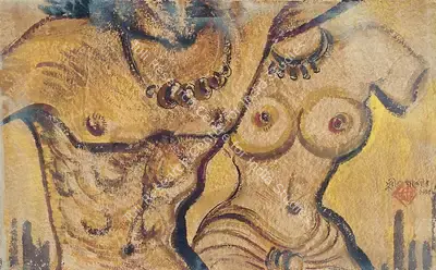 Sudhir Khastgir (Artist), Torsos, 1945, Painting