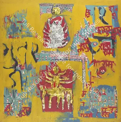 Bhupen Khakhar (Artist), Interior of a Temple, 1965, Painting