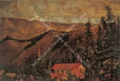 Satish Sinha (Artist), Snow in Simla, 1941, Painting