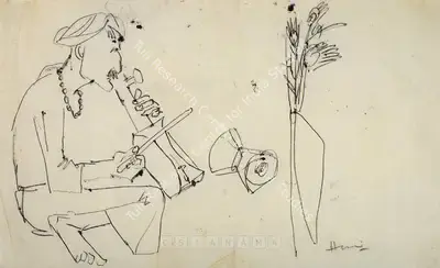 M.F. Husain (Artist), Untitled, 1955, Drawing