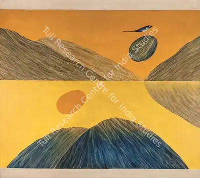 Swaminathan, J. (Artist). Mountain, Bird & Tree series. Oil on canvas, 1988 | Painting | FineArts | 00332110
