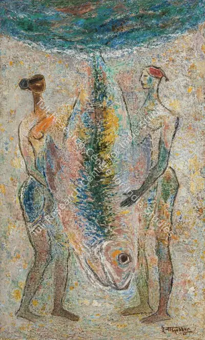 Hebbar, K.K. (Artist). Untitled (Prosperity). Oil on canvas, 1980 | Painting | FineArts | 00418553