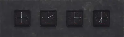 Raqs Media Collective (Artist), Four non-working clocks on felt backing, 2007, Installation