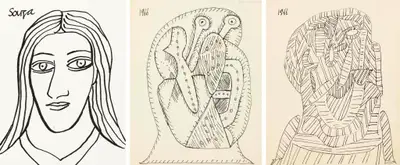 Souza, F.N. (Artist). Untitled (Woman's Head), n.d. | Drawing, Ch.NeY/21.03.12