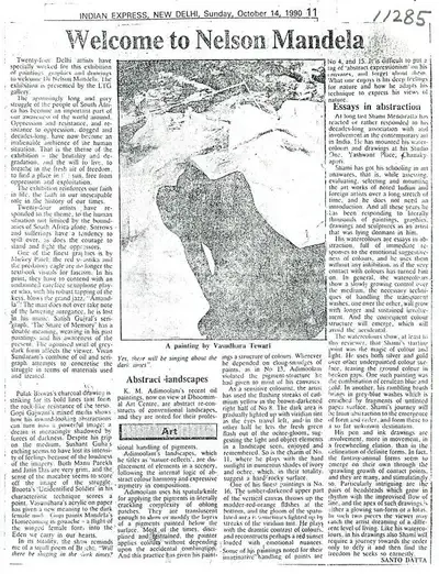 Santo Datta (Writer), Welcome to Nelson Mandela, 1990, Newspaper clipping