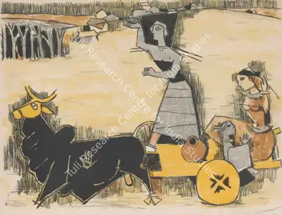 M.F. Husain (Artist), Untitled (Yatra), 1950, Graphic Art