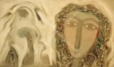 S.G. Vasudev (Artist), She & Mountains, 2005, Painting