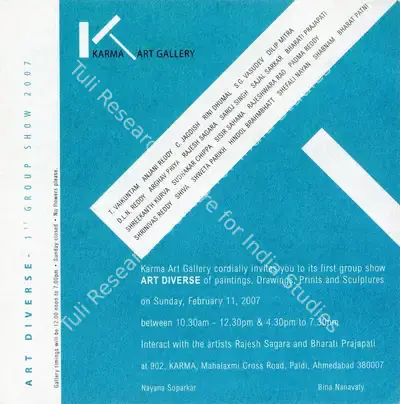 Karma Art Gallery (Organiser), Art Diverse of Paintings, Drawings, Prints and Sculptures, 2007, Group Exhibition Invitation