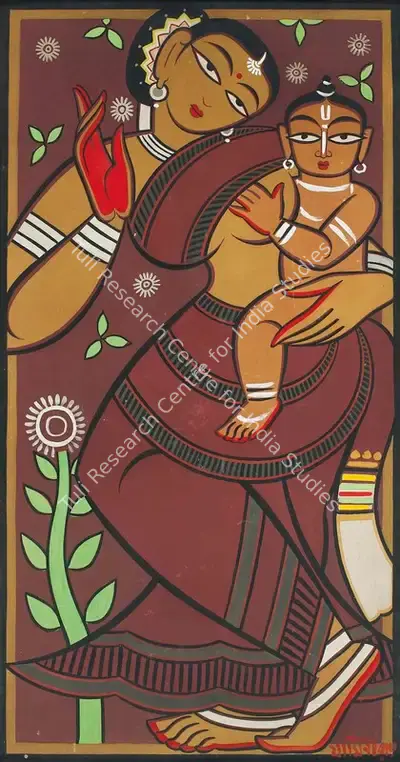 Jamini Roy (Artist), Untitled (Mother and Child), 1921, Painting