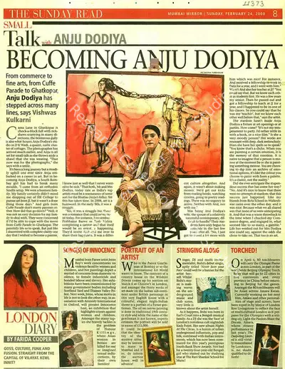 Vishwas Kulkarni (Writer), Becoming Anju Dodiya, 2008, Newspaper clipping