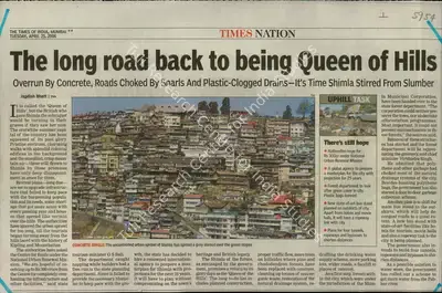 Jagdish Bhatt (Reporter), The Long Road Back to Being Queen of Hills, 2006, Newspaper Clipping